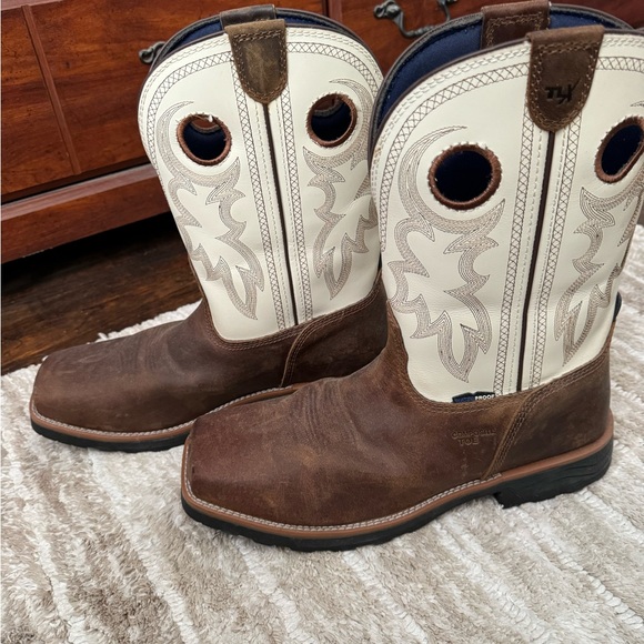 Other - Brown and Cream Cowboy Western Boots with Pull Holes
